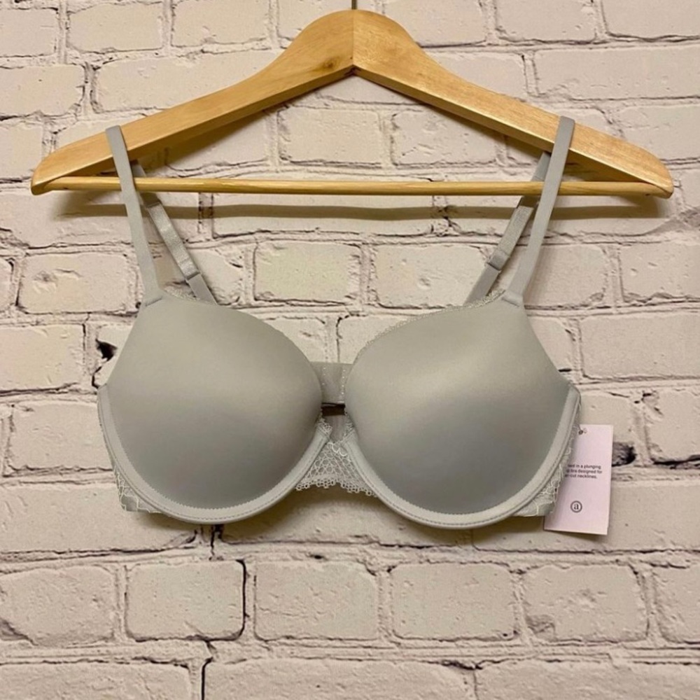 Auden The Radiant Plunge Push-Up Bra Silver Foil NWT